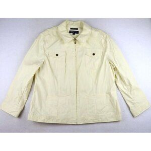 JONES NEW YORK - WOMEN'S YELLOW & WHITE STRIPED LIGHTWEIGHT JACKET - SIZE XL